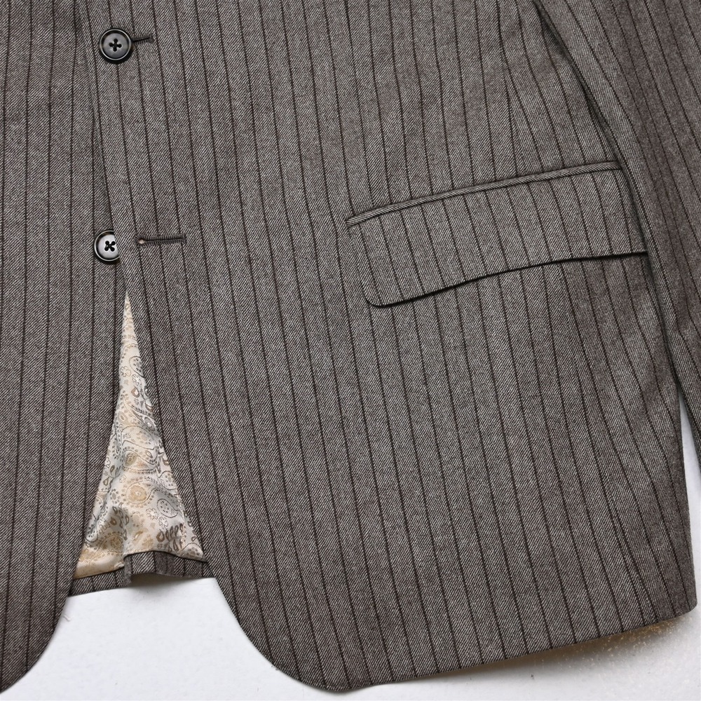 Hart Schaffner Marx‎ 42R 36x32 Brown Striped Wool Flannel USA Made Mens Suit - Picture 4 of 12